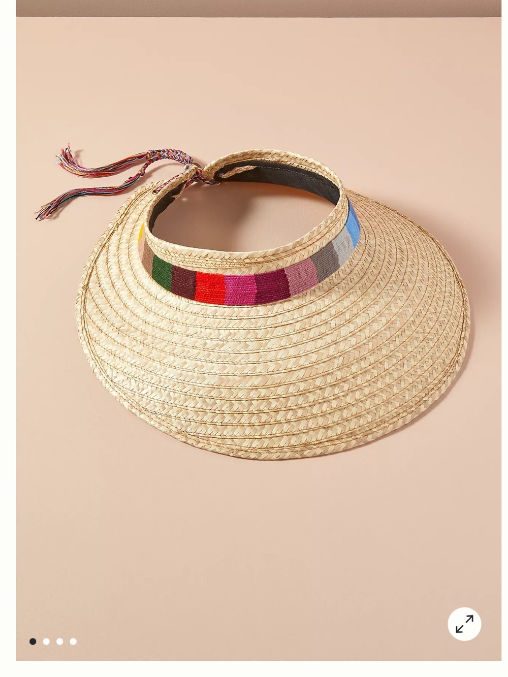 Sunshine Tienda Straw Visor with Multicolor Embroidered Band